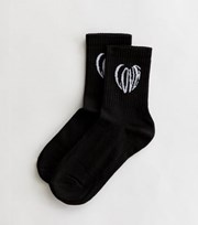 New Look Black Ribbed Love Heart Tube Socks